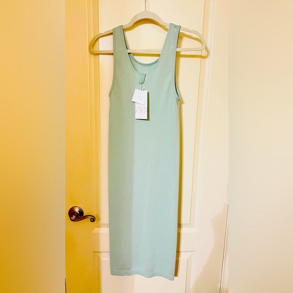 ZARA Tank Style Midi Dress. Size M-L. Mint Green. EXCELLENT 4 way stretch. NWT - Picture 4 of 6